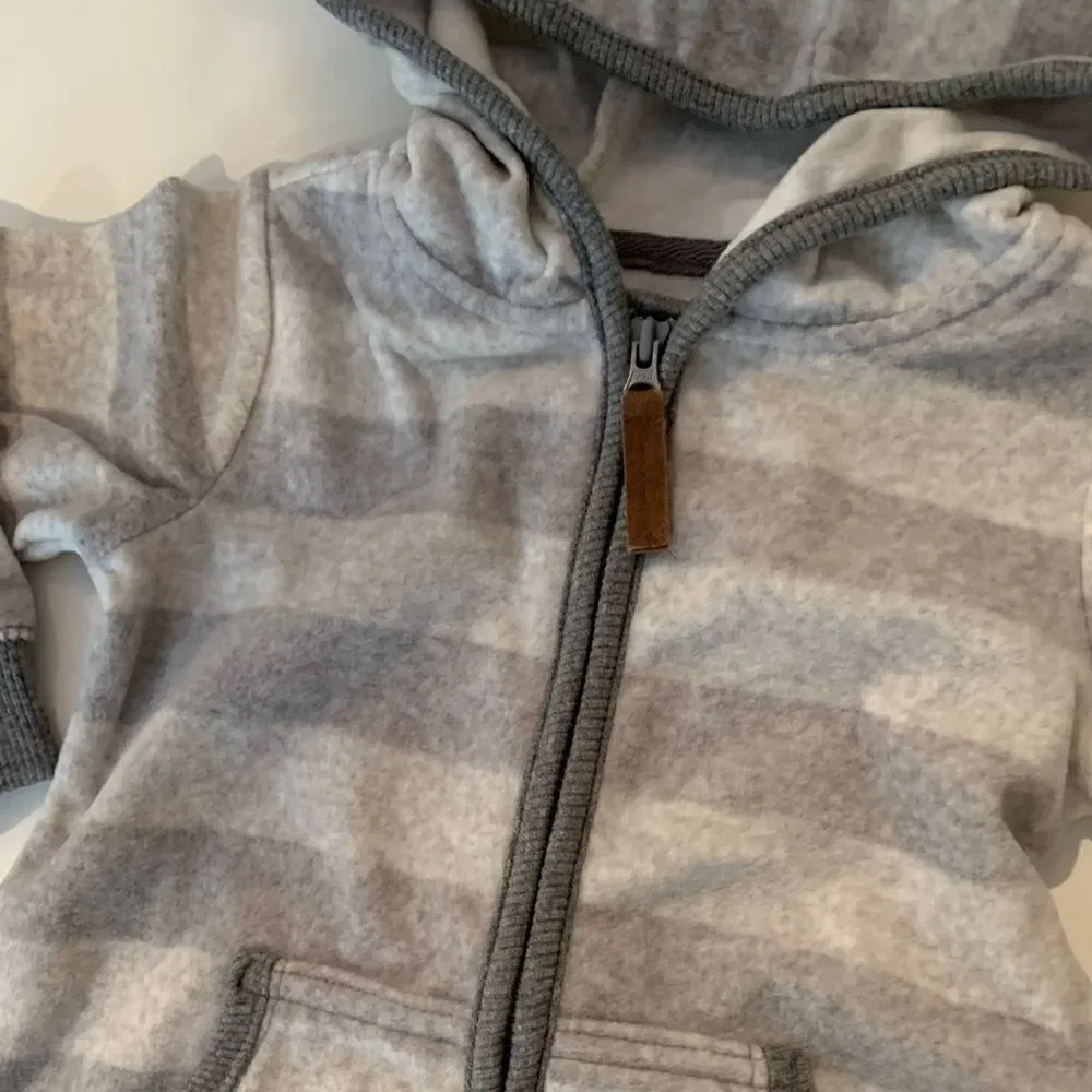 NWT New CARTERS GARANIMALS Set Fleece Gray White Stripe Coverall & Tee Shirt 18m